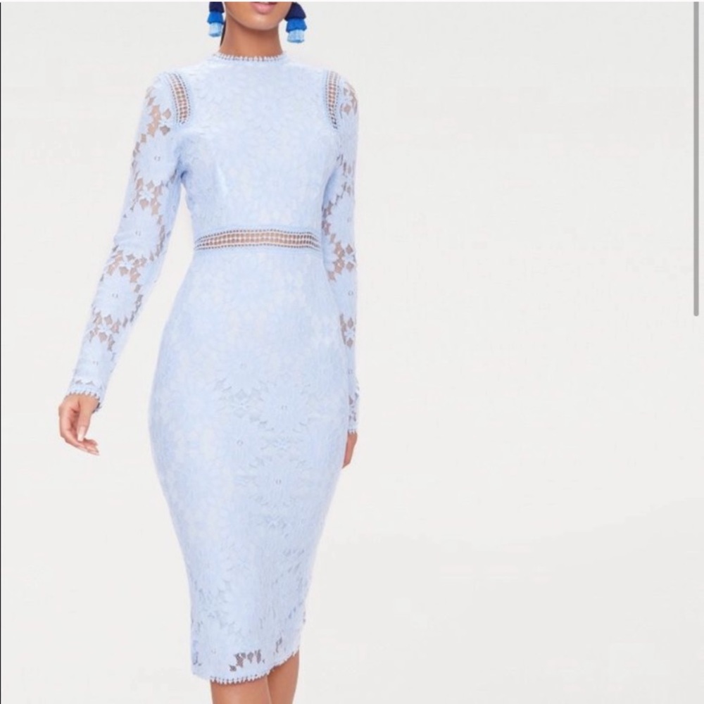 Periwinkle Blue Long Sleeve Lace Dress